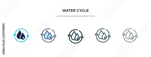 water cycle icon in different style vector illustration. two colored and black water cycle vector icons designed in filled, outline, line and stroke style can be used for web, mobile, ui
