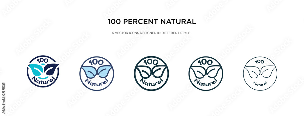 100 percent natural icon in different style vector illustration. two colored and black 100 percent natural vector icons designed in filled, outline, line and stroke style can be used for web,
