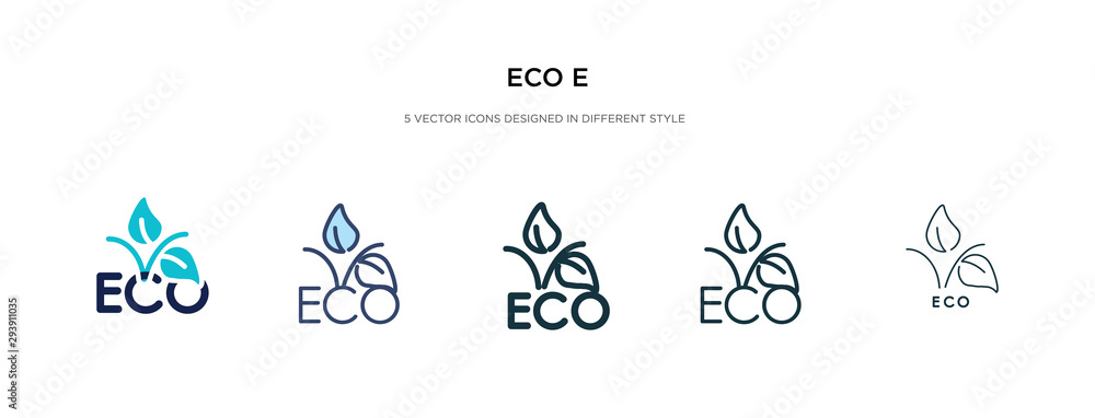 eco e icon in different style vector illustration. two colored and black eco e vector icons designed in filled, outline, line and stroke style can be used for web, mobile, ui