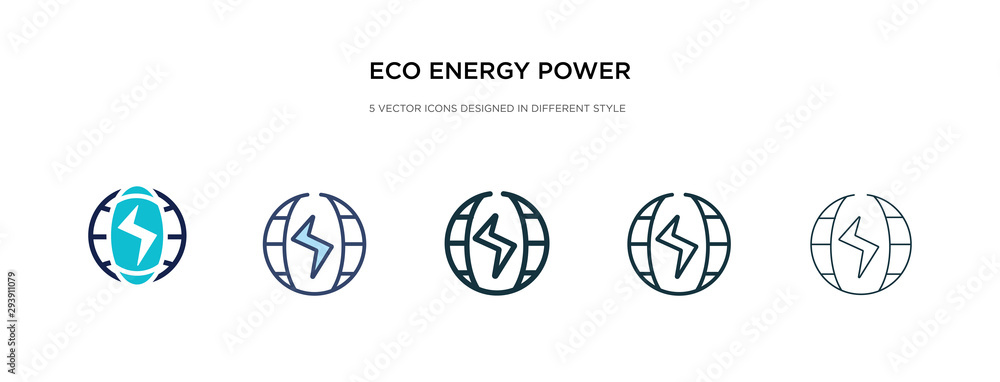 eco energy power icon in different style vector illustration. two colored and black eco energy power vector icons designed in filled, outline, line and stroke style can be used for web, mobile, ui