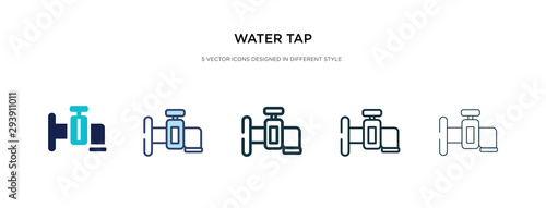 water tap icon in different style vector illustration. two colored and black water tap vector icons designed in filled, outline, line and stroke style can be used for web, mobile, ui