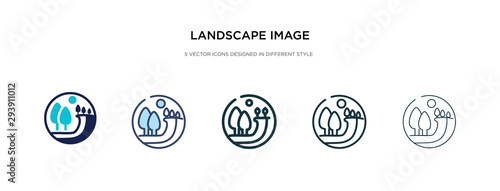 landscape image icon in different style vector illustration. two colored and black landscape image vector icons designed in filled, outline, line and stroke style can be used for web, mobile, ui
