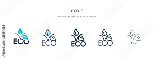 eco e icon in different style vector illustration. two colored and black eco e vector icons designed in filled, outline, line and stroke style can be used for web, mobile, ui
