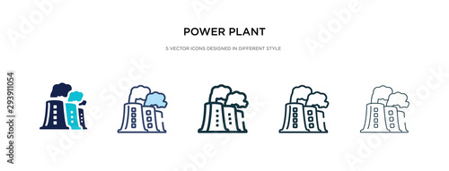 power plant icon in different style vector illustration. two colored and black power plant vector icons designed in filled, outline, line and stroke style can be used for web, mobile, ui