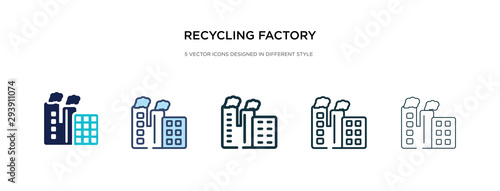 recycling factory icon in different style vector illustration. two colored and black recycling factory vector icons designed in filled, outline, line and stroke style can be used for web, mobile, ui