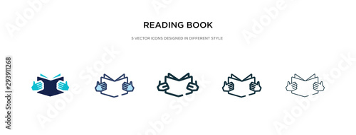 reading book icon in different style vector illustration. two colored and black reading book vector icons designed in filled, outline, line and stroke style can be used for web, mobile, ui