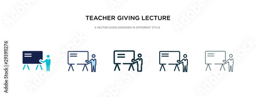 teacher giving lecture icon in different style vector illustration. two colored and black teacher giving lecture vector icons designed in filled, outline, line and stroke style can be used for web,