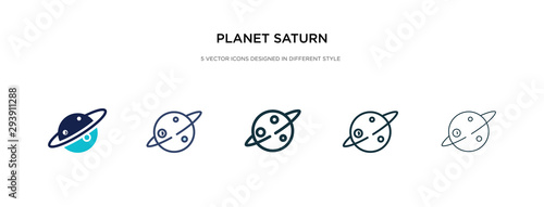 planet saturn icon in different style vector illustration. two colored and black planet saturn vector icons designed in filled, outline, line and stroke style can be used for web, mobile, ui