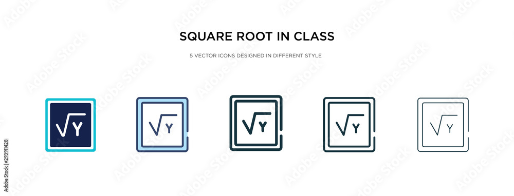 square root in class icon in different style vector illustration. two colored and black square root in class vector icons designed filled, outline, line and stroke style can be used for web, mobile,