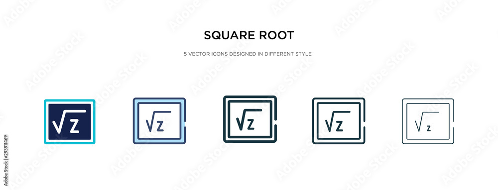 square root icon in different style vector illustration. two colored and black square root vector icons designed in filled, outline, line and stroke style can be used for web, mobile, ui