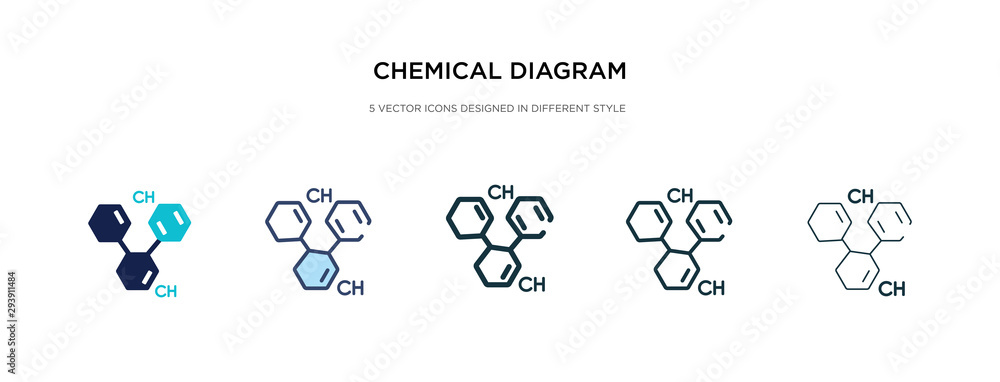 chemical diagram icon in different style vector illustration. two colored and black chemical diagram vector icons designed in filled, outline, line and stroke style can be used for web, mobile, ui