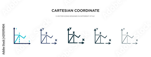 cartesian coordinate system icon in different style vector illustration. two colored and black cartesian coordinate system vector icons designed in filled, outline, line and stroke style can be used