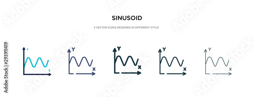 sinusoid icon in different style vector illustration. two colored and black sinusoid vector icons designed in filled, outline, line and stroke style can be used for web, mobile, ui
