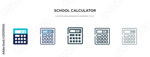 school calculator icon in different style vector illustration. two colored and black school calculator vector icons designed in filled, outline, line and stroke style can be used for web, mobile, ui