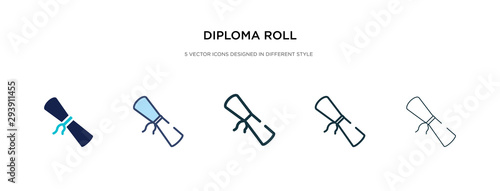 diploma roll icon in different style vector illustration. two colored and black diploma roll vector icons designed in filled, outline, line and stroke style can be used for web, mobile, ui