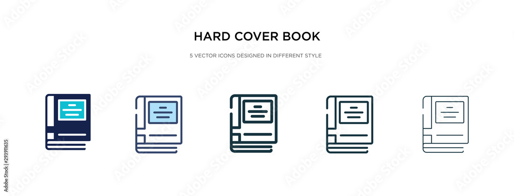 hard cover book icon in different style vector illustration. two colored and black hard cover book vector icons designed in filled, outline, line and stroke style can be used for web, mobile, ui hard cover book icon in different style vector illustration. two colored and black hard cover book vector icons designed in filled, outline, line and stroke style can be used for web, mobile, ui