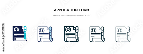 application form icon in different style vector illustration. two colored and black application form vector icons designed in filled, outline, line and stroke style can be used for web, mobile, ui
