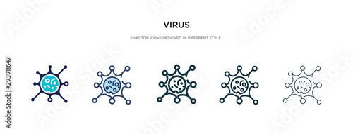 virus icon in different style vector illustration. two colored and black virus vector icons designed in filled, outline, line and stroke style can be used for web, mobile, ui