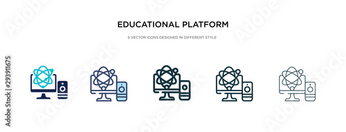 educational platform icon in different style vector illustration. two colored and black educational platform vector icons designed in filled, outline, line and stroke style can be used for web,