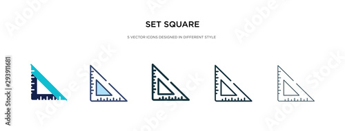 set square icon in different style vector illustration. two colored and black set square vector icons designed in filled, outline, line and stroke style can be used for web, mobile, ui