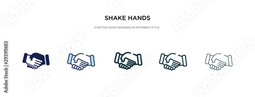 shake hands icon in different style vector illustration. two colored and black shake hands vector icons designed in filled, outline, line and stroke style can be used for web, mobile, ui