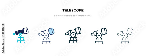 telescope icon in different style vector illustration. two colored and black telescope vector icons designed in filled, outline, line and stroke style can be used for web, mobile, ui