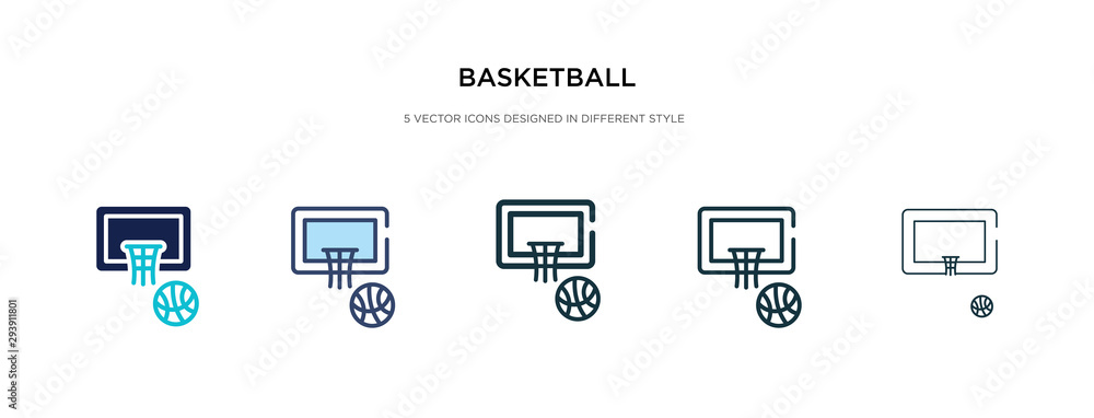 basketball icon in different style vector illustration. two colored and black basketball vector icons designed in filled, outline, line and stroke style can be used for web, mobile, ui basketball icon in different style vector illustration. two colored and black basketball vector icons designed in filled, outline, line and stroke style can be used for web, mobile, ui