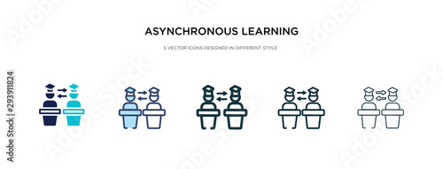 asynchronous learning icon in different style vector illustration. two colored and black asynchronous learning vector icons designed in filled, outline, line and stroke style can be used for web,