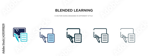 blended learning icon in different style vector illustration. two colored and black blended learning vector icons designed in filled, outline, line and stroke style can be used for web, mobile, ui