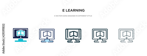 e learning icon in different style vector illustration. two colored and black e learning vector icons designed in filled, outline, line and stroke style can be used for web, mobile, ui