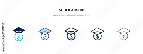 scholarship icon in different style vector illustration. two colored and black scholarship vector icons designed in filled, outline, line and stroke style can be used for web, mobile, ui