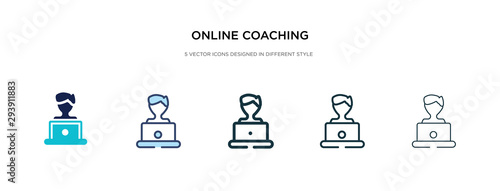 online coaching icon in different style vector illustration. two colored and black online coaching vector icons designed in filled, outline, line and stroke style can be used for web, mobile, ui