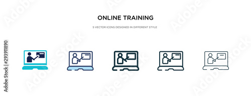 online training icon in different style vector illustration. two colored and black online training vector icons designed in filled, outline, line and stroke style can be used for web, mobile, ui