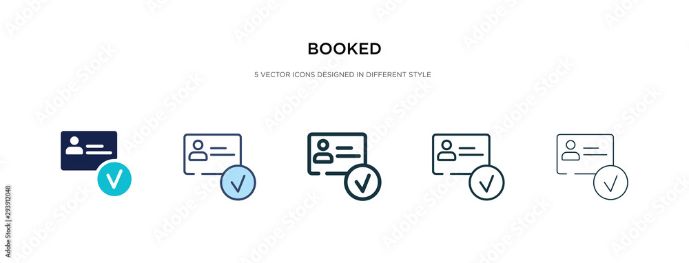 booked icon in different style vector illustration. two colored and black booked vector icons designed in filled, outline, line and stroke style can be used for web, mobile, ui booked icon in different style vector illustration. two colored and black booked vector icons designed in filled, outline, line and stroke style can be used for web, mobile, ui