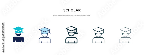 scholar icon in different style vector illustration. two colored and black scholar vector icons designed in filled, outline, line and stroke style can be used for web, mobile, ui