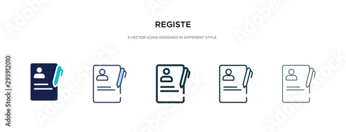 registe icon in different style vector illustration. two colored and black registe vector icons designed in filled, outline, line and stroke style can be used for web, mobile, ui photo