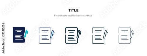 title icon in different style vector illustration. two colored and black title vector icons designed in filled, outline, line and stroke style can be used for web, mobile, ui