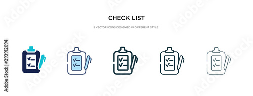 check list icon in different style vector illustration. two colored and black check list vector icons designed in filled, outline, line and stroke style can be used for web, mobile, ui