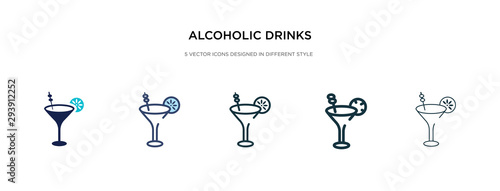 alcoholic drinks icon in different style vector illustration. two colored and black alcoholic drinks vector icons designed in filled, outline, line and stroke style can be used for web, mobile, ui