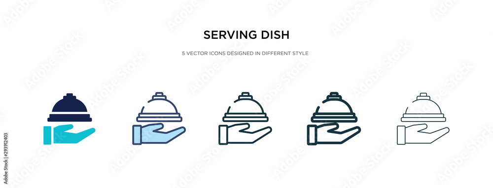 serving dish icon in different style vector illustration. two colored and black serving dish vector icons designed in filled, outline, line and stroke style can be used for web, mobile, ui serving dish icon in different style vector illustration. two colored and black serving dish vector icons designed in filled, outline, line and stroke style can be used for web, mobile, ui