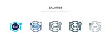 calories icon in different style vector illustration. two colored and black calories vector icons designed in filled, outline, line and stroke style can be used for web, mobile, ui