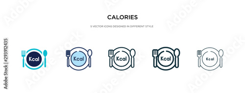 calories icon in different style vector illustration. two colored and black calories vector icons designed in filled, outline, line and stroke style can be used for web, mobile, ui photo