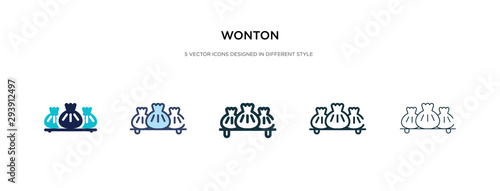 wonton icon in different style vector illustration. two colored and black wonton vector icons designed in filled, outline, line and stroke style can be used for web, mobile, ui
