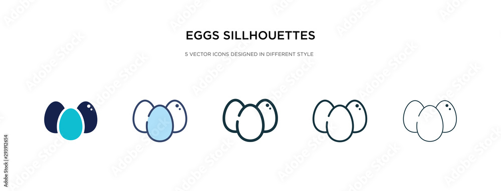 Fototapeta ikona sylwetki jaj w innym stylu wektor ilustracji. dwie kolorowe i czarne sylwetki jajek wektorowe ikony zaprojektowane w stylu wypełnionym, konturowym, liniowym i obrysowym mogą być używane w Internecie, na urządzeniach mobilnych, w interfejsie użytkown