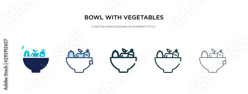 bowl with vegetables icon in different style vector illustration. two colored and black bowl with vegetables vector icons designed in filled, outline, line and stroke style can be used for web,