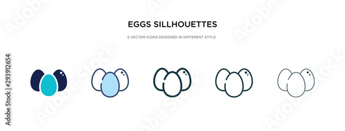 Fototapeta ikona sylwetki jaj w innym stylu wektor ilustracji. dwie kolorowe i czarne sylwetki jajek wektorowe ikony zaprojektowane w stylu wypełnionym, konturowym, liniowym i obrysowym mogą być używane w Internecie, na urządzeniach mobilnych, w interfejsie użytkown