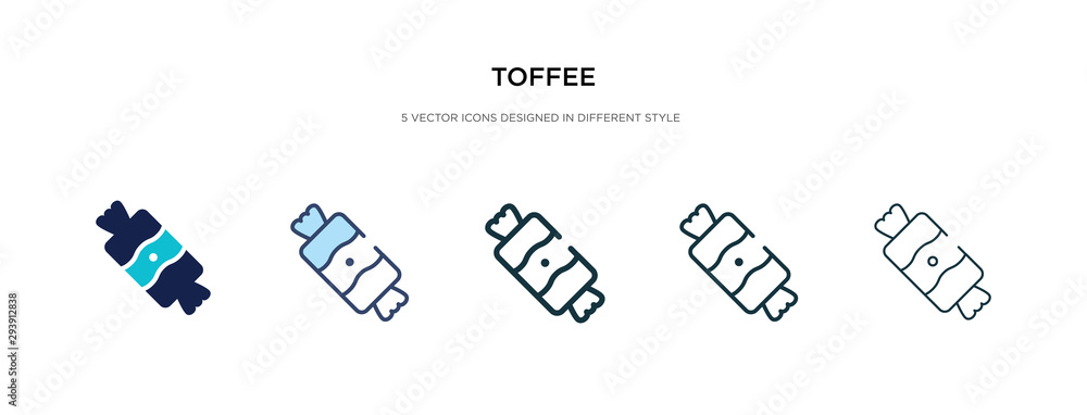 toffee icon in different style vector illustration. two colored and black toffee vector icons designed in filled, outline, line and stroke style can be used for web, mobile, ui toffee icon in different style vector illustration. two colored and black toffee vector icons designed in filled, outline, line and stroke style can be used for web, mobile, ui