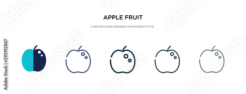 apple fruit icon in different style vector illustration. two colored and black apple fruit vector icons designed in filled, outline, line and stroke style can be used for web, mobile, ui
