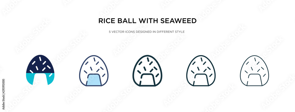 rice ball with seaweed icon in different style vector illustration. two colored and black rice ball with seaweed vector icons designed in filled, outline, line and stroke style can be used for web, rice ball with seaweed icon in different style vector illustration. two colored and black rice ball with seaweed vector icons designed in filled, outline, line and stroke style can be used for web,