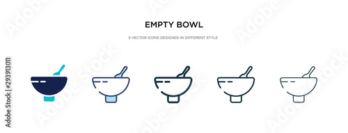 empty bowl icon in different style vector illustration. two colored and black empty bowl vector icons designed in filled, outline, line and stroke style can be used for web, mobile, ui